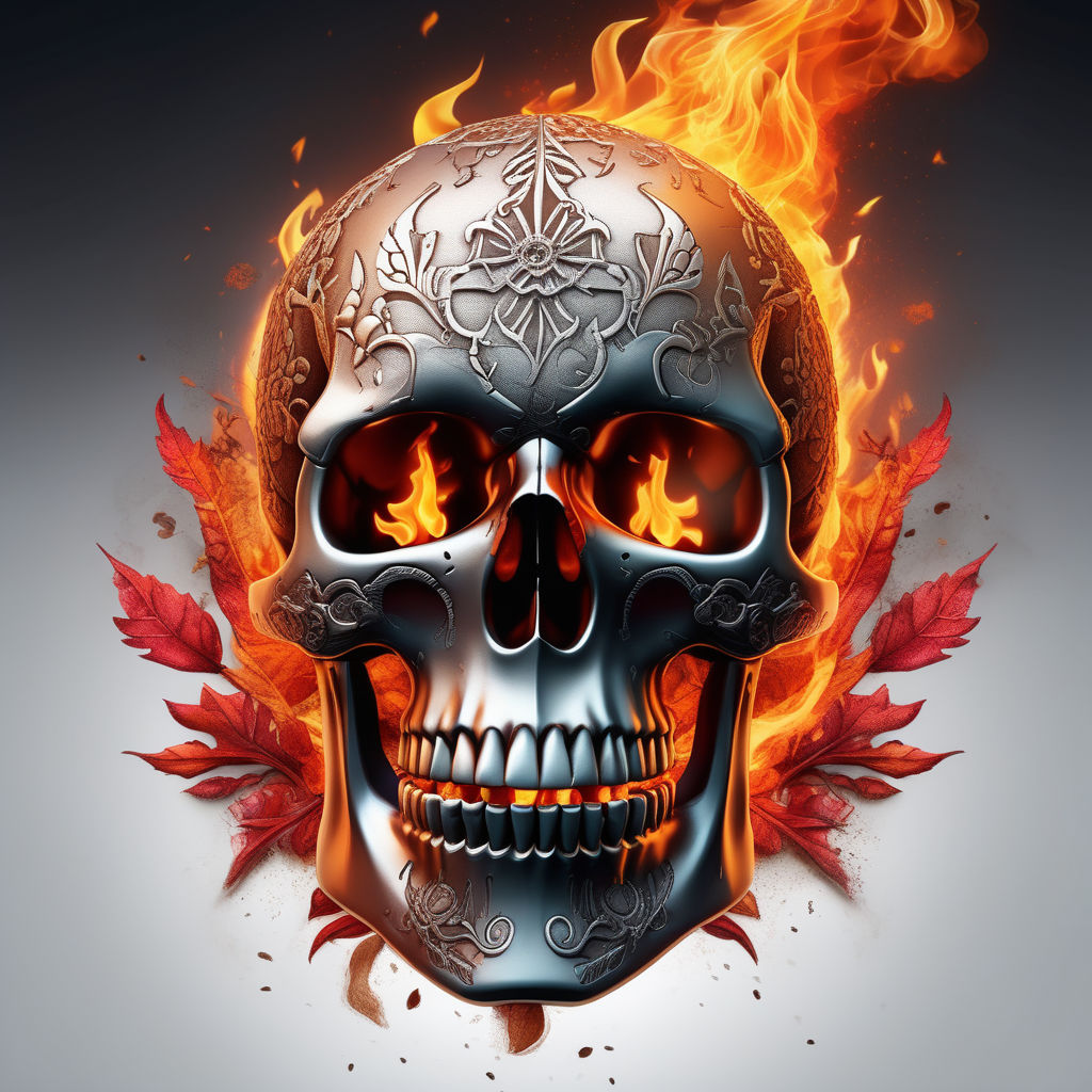 how to draw a realistic skull on fire