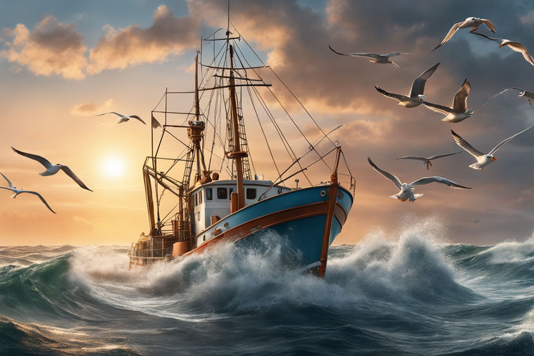 Surreal Wallpaper 4K, Fishing, Boat, Sea, Sunrise