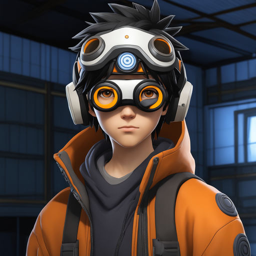 overwatch tracer wearing a cyberkinetic mask, digital, Stable Diffusion