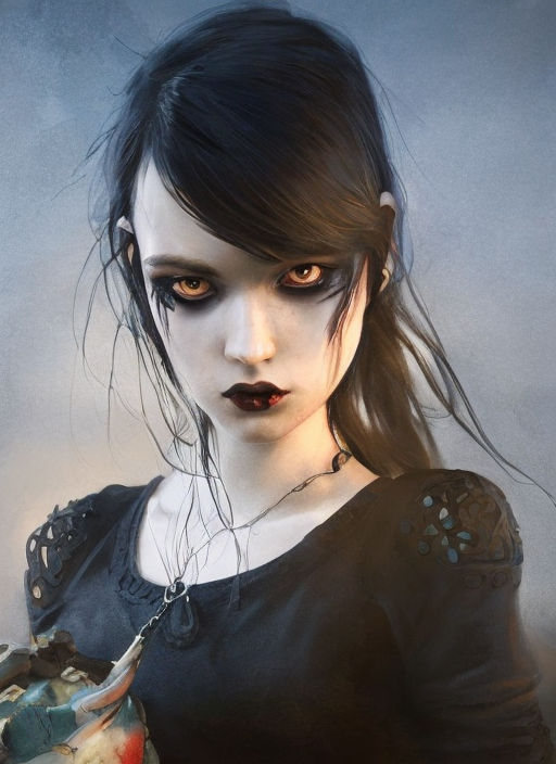 highly detailed portrait of a young goth girl - Playground