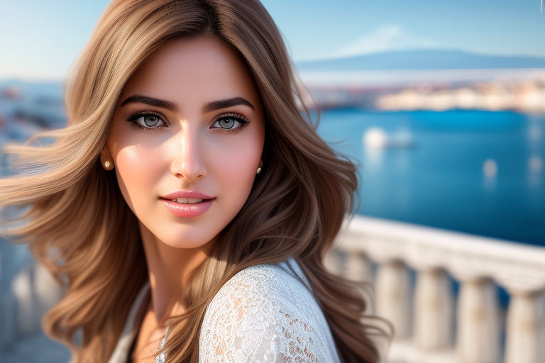 high realistic italian model face with e -shop photo ladadika thessaloniki  background" - Playground