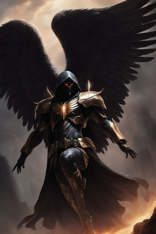 black winged archangel warrior