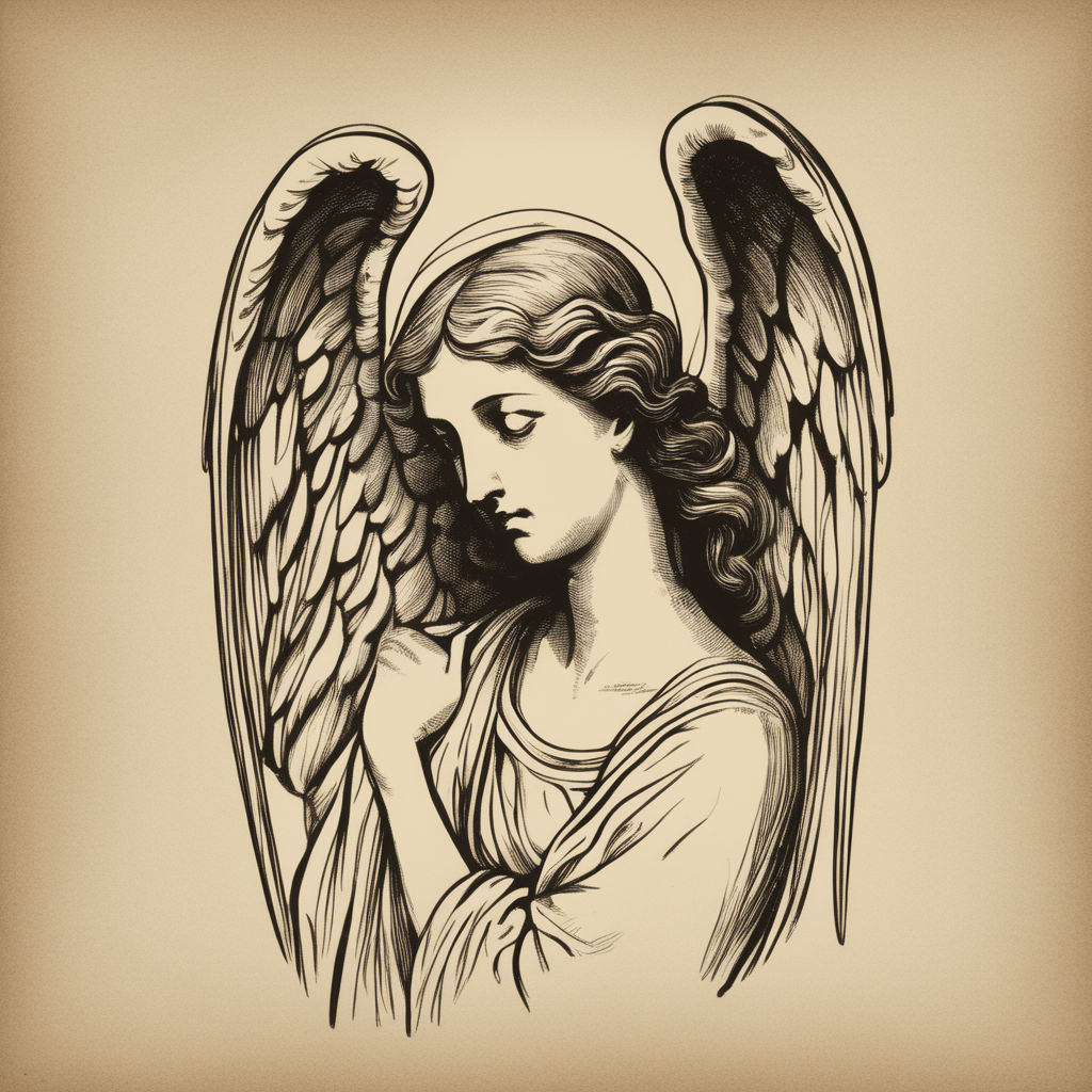 Tired Guardian Angel | Angel sketch, Cool pencil drawings, Tattoo design  book