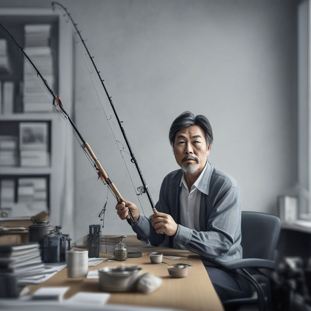 framed portrait of a man holding a fishing Rod on his shoulder - Playground