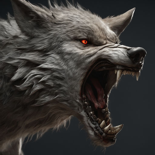 wolf snarling full body