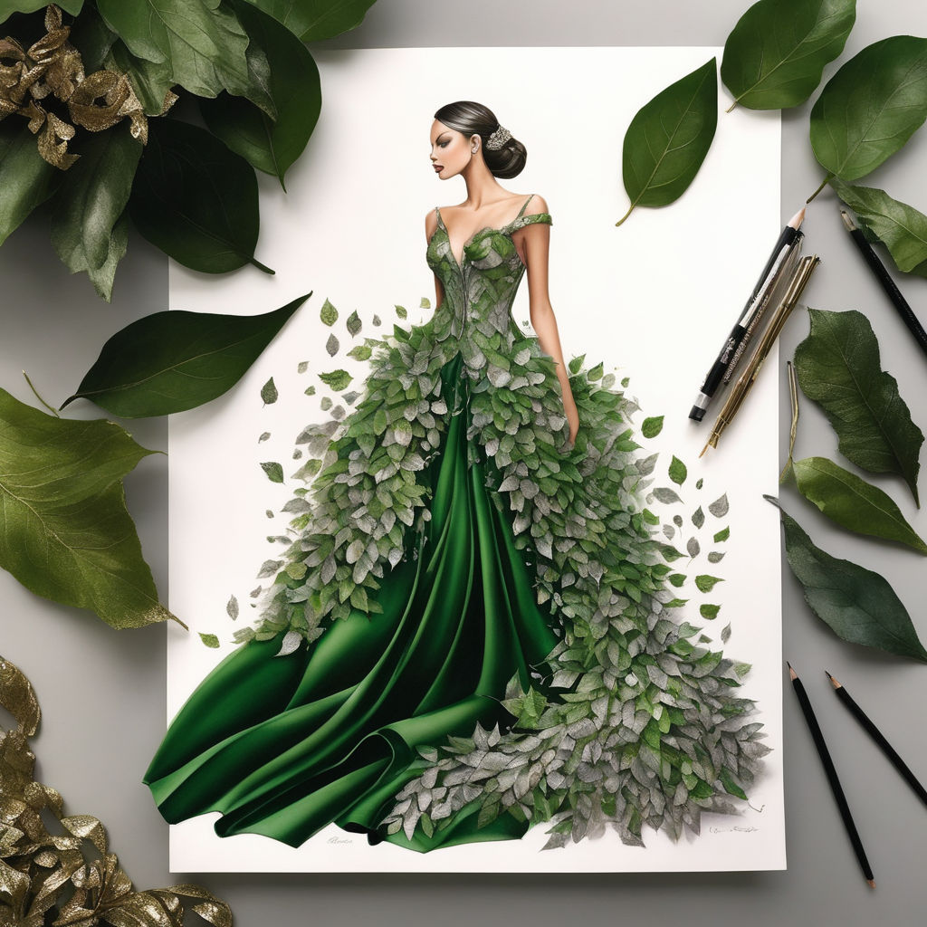 Top 118+ leaf dress drawing latest 