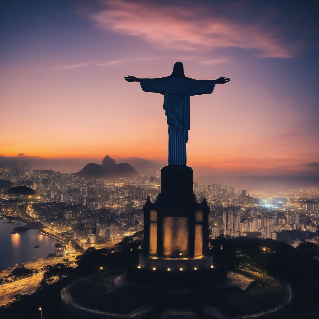 christ the redeemer at night