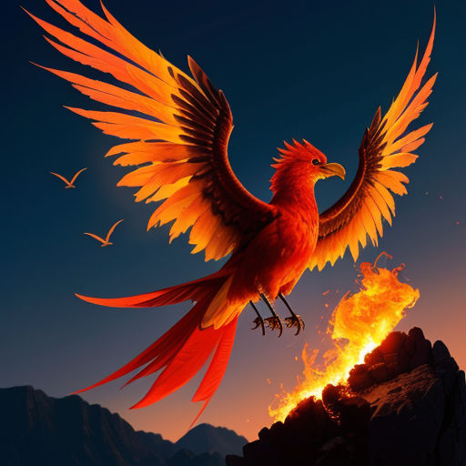 Feathers and Fire - Fabled Phoenix Bird - NeatoShop