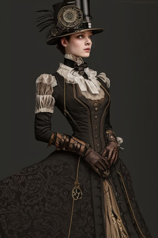 Hyper Realistic Steampunk Lady in a Big Victorian Dress · Creative