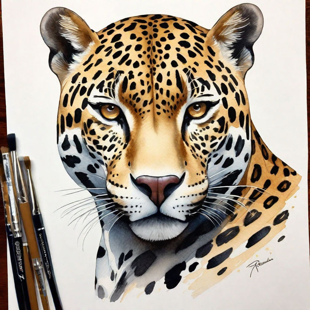 ArtStation - Leopard Animal Portrait Watercolor Painting