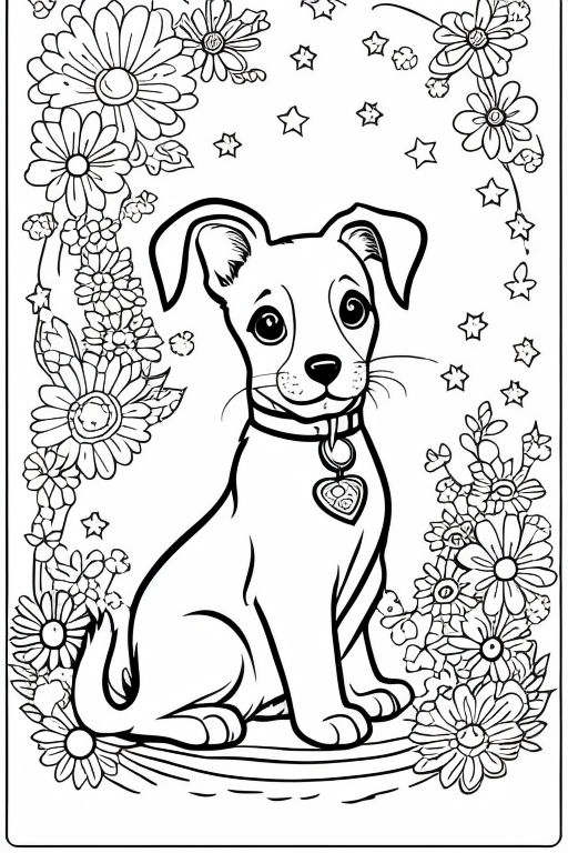 Dog Coloring Book, 20 Adorable Pictures to Print for Children's