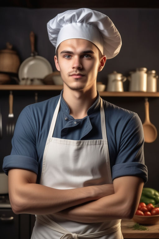 Professional cook holds kitchen utensil. Bearded chef in kitchen holds big  pot. Cook in white apron with pot. Master chef. Cooking, culinary, cuisine.  Food preparation concept. Chef man prepares meal. Stock Photo