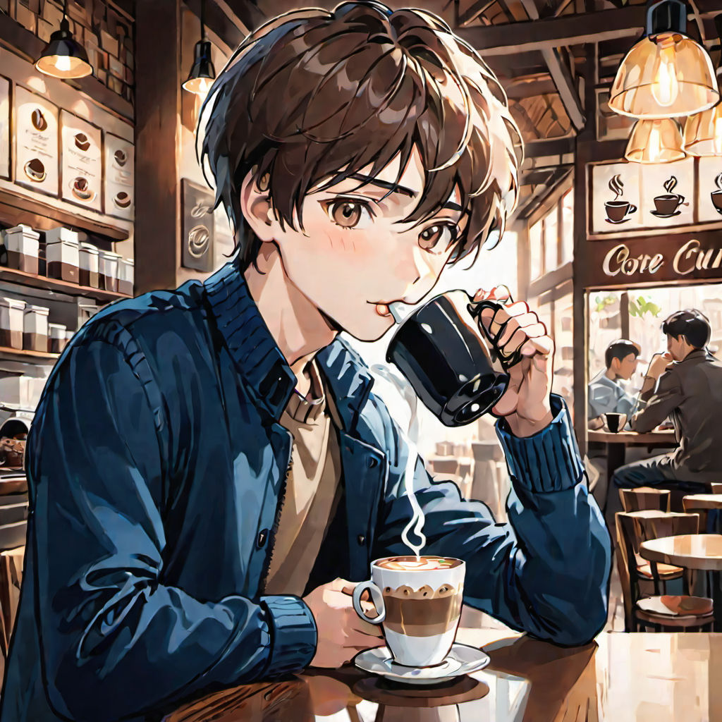 girl drink coffee - Anime - Posters and Art Prints | TeePublic