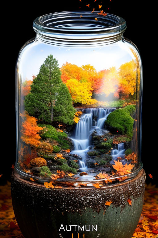 Waterfall in a JAR. Night Lamp Diorama / Epoxy Resin Art 