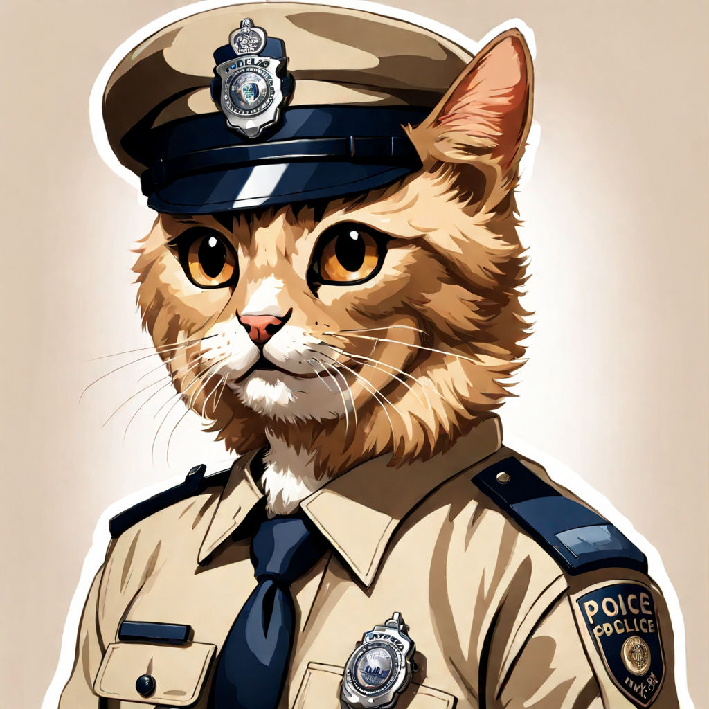 Portrait of a Funny Cat in a Police Hat and Tie Stock Photo - Image of  constable, kitten: 178698814