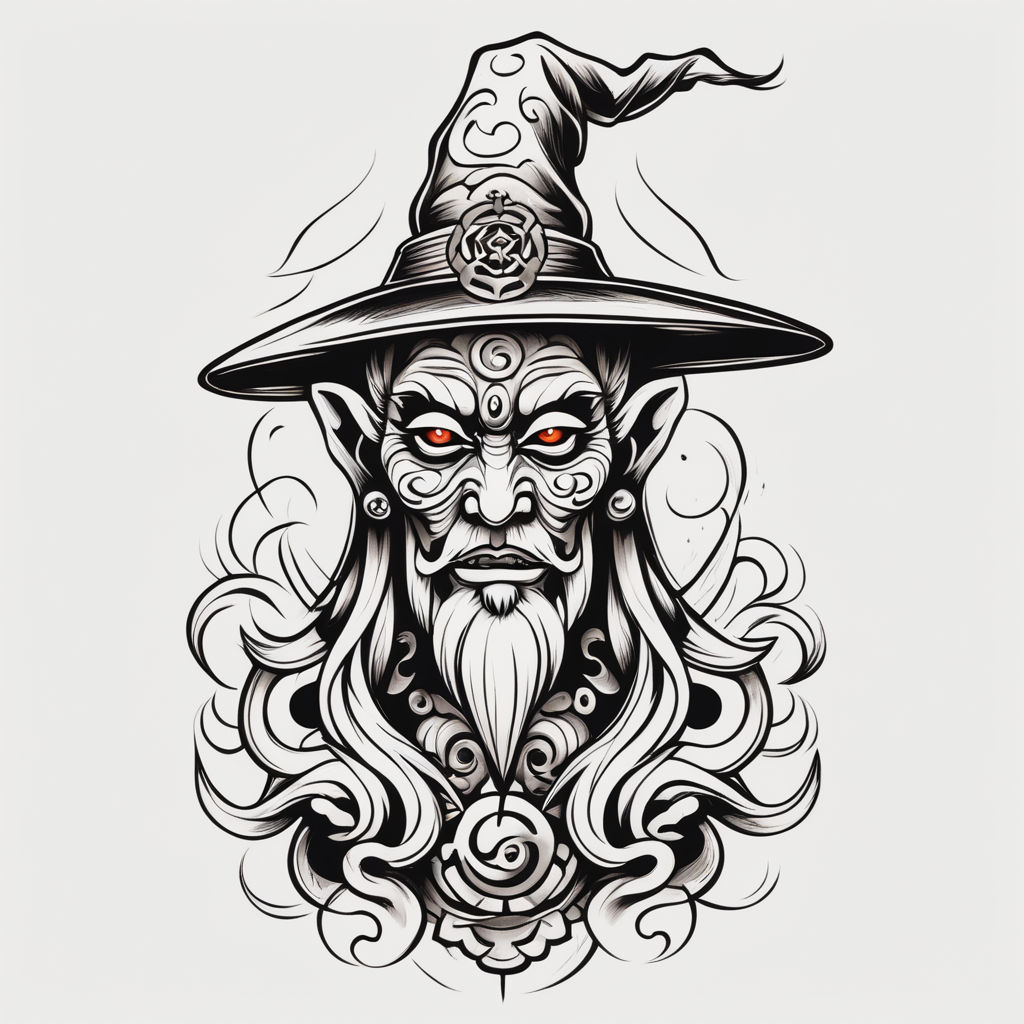 Traditional Mystic Wizard Tattoo Design