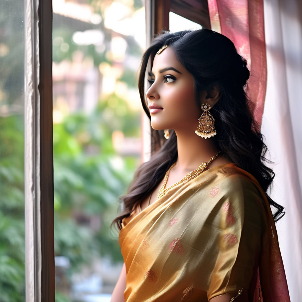 wearing silk transparent saree - Playground