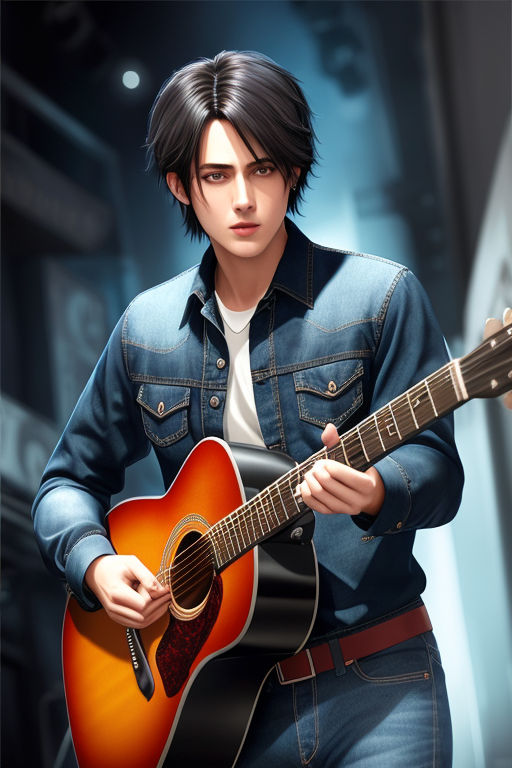 Premium Photo | Portrait of long hair boy hold acoustic guitar young boy  preparing for playing guitar outdoor