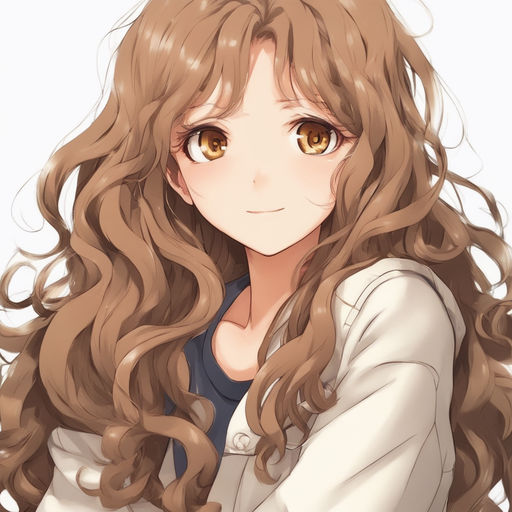 Anime Girl with Big Blue Eyes and Orange Blond Ombre Wavy Hair · Creative  Fabrica