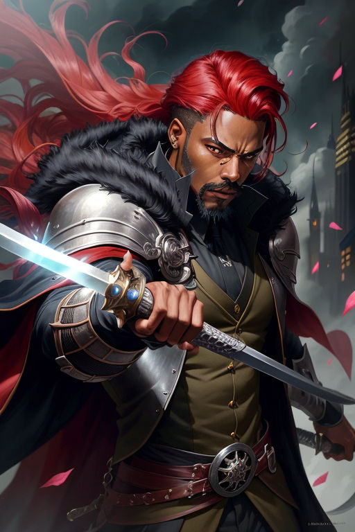 anime boy with red hair and sword