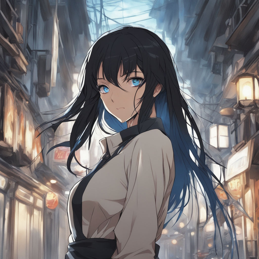 Women, black hair, bangs, shoulder length hair, anime, anime girls