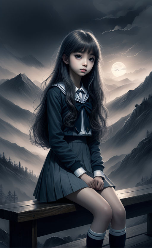 A portrait of a cute goth teen girl - Playground