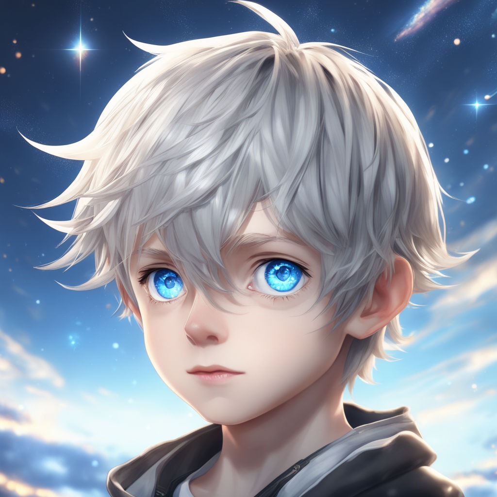 anime kid boy with white hair