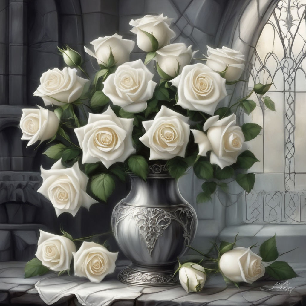 gothic white roses