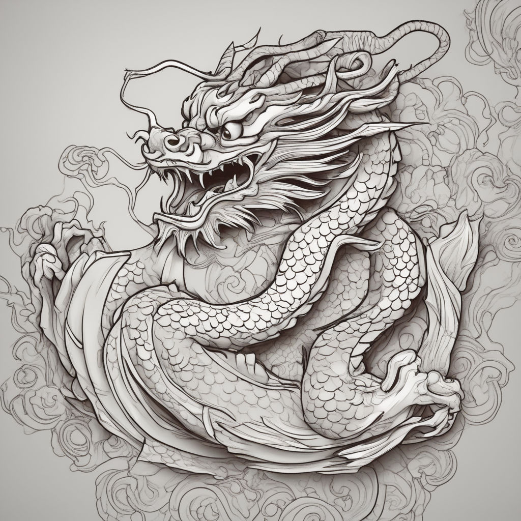 japanese dragon line drawing