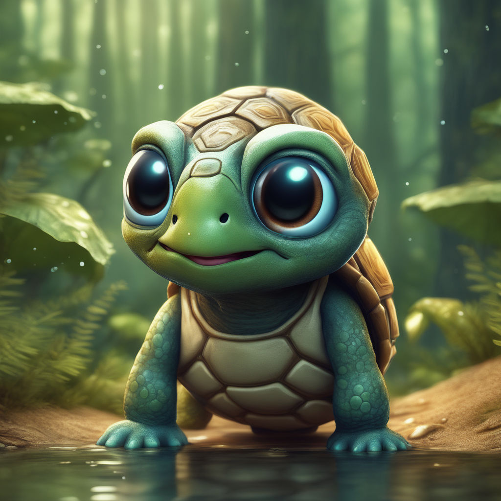 cute turtle cartoon with big eyes