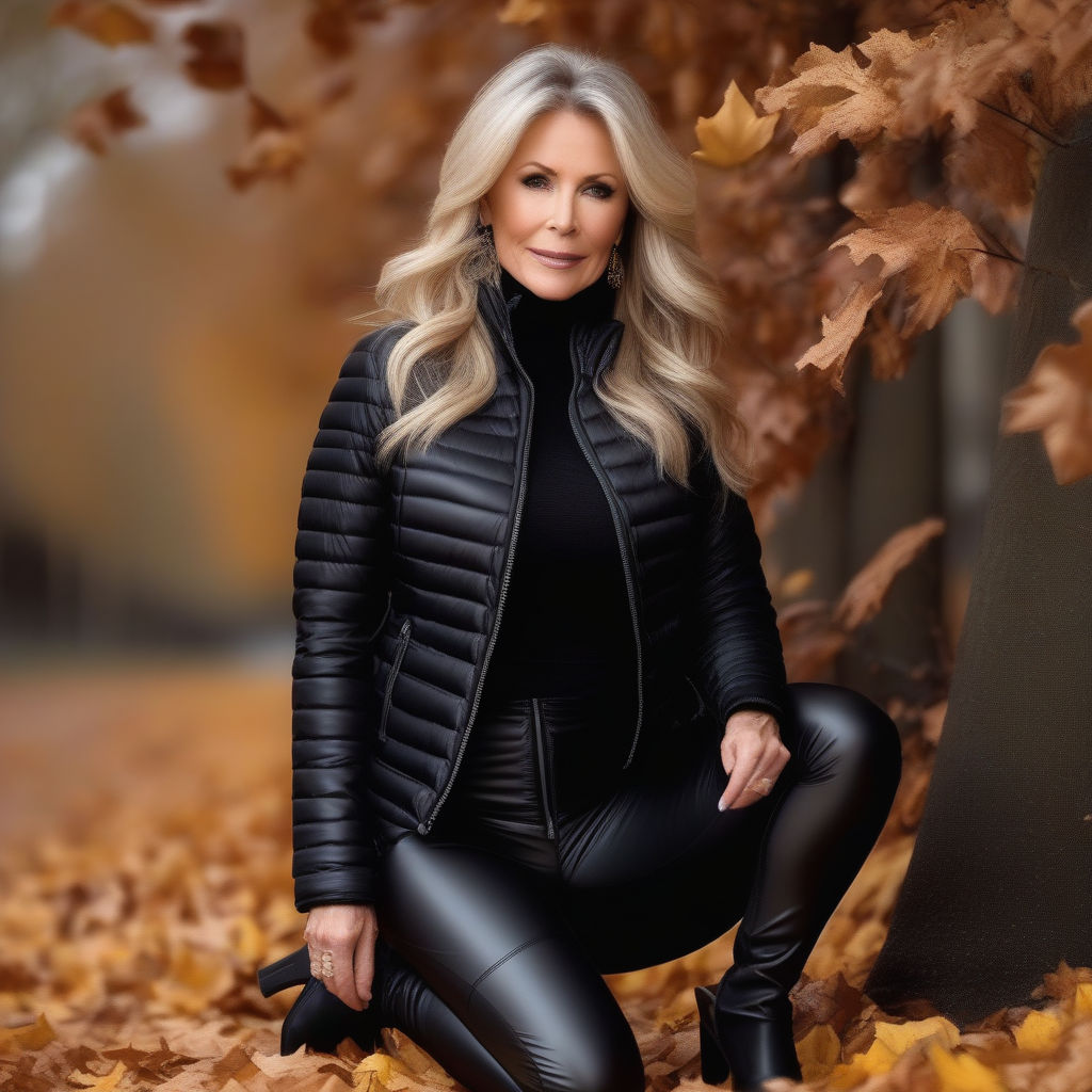 Sexy old granny wearing leather pants, I love Leather leggings