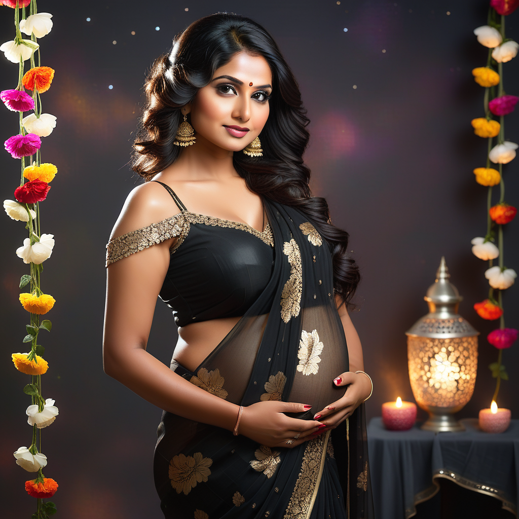 Indian tamil pregnant couples wearing full saree & vesti shirt anime -  Playground