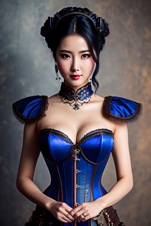 Victorian fashion lingerie blue corset