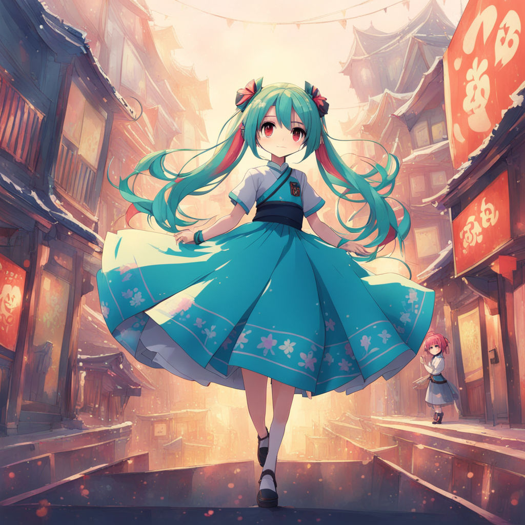 Hatsune Miku singing on the scene, symmetrical eyes, | Stable Diffusion