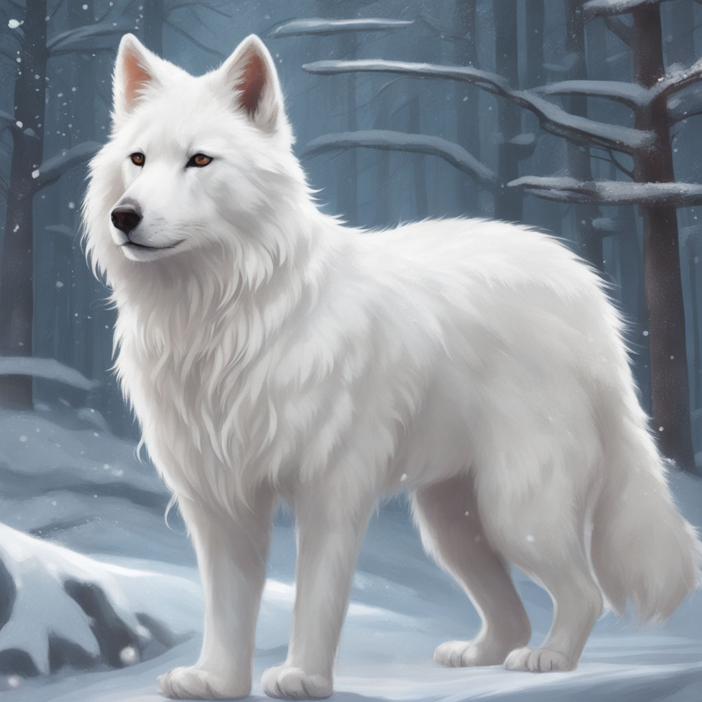 anime white wolf with blue eyes