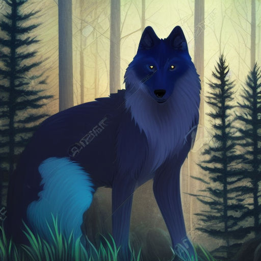 black and blue anime wolf