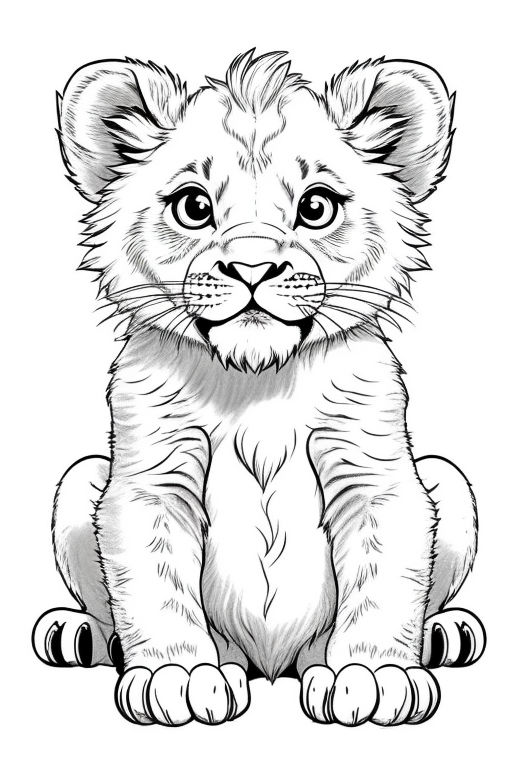 realistic baby lion drawing