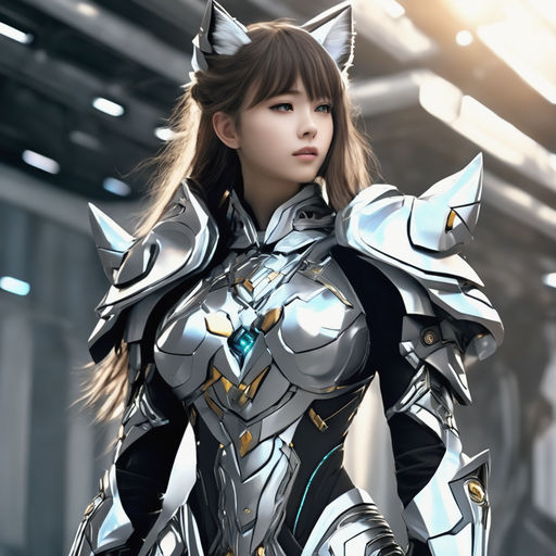 Anime Female Warrior in Tungsten SciFi Armor with Galaxy Background ·  Creative Fabrica