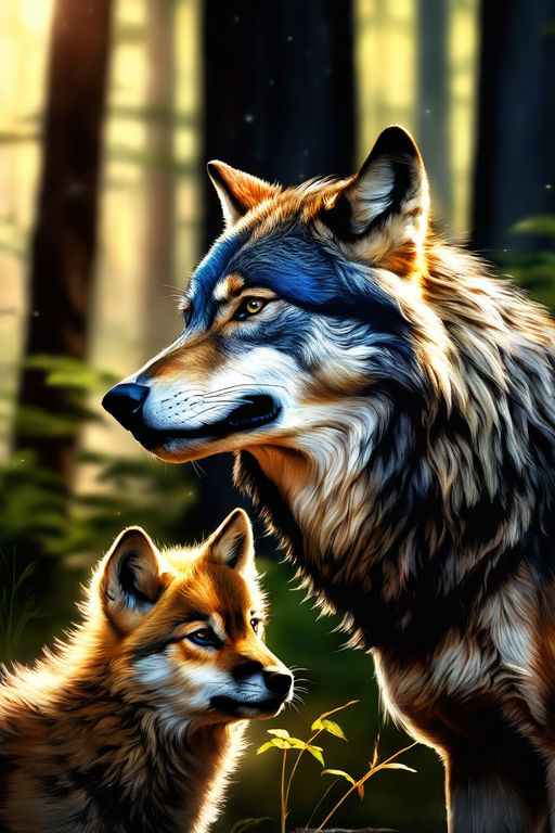 Colorful Wolf Mom & Son Cubs Watercolor For Mother's Day Shirt