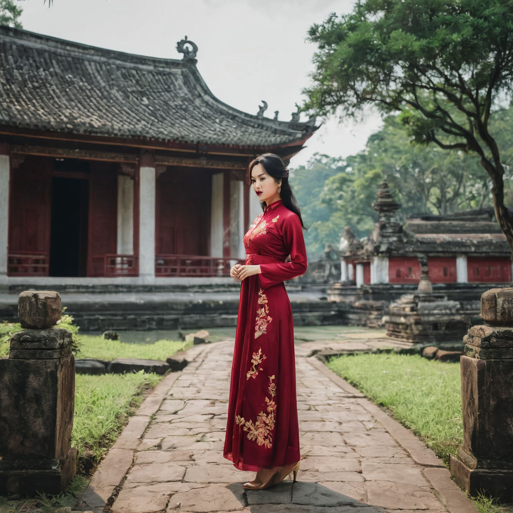 Vietnamese Ao Dai Dress with Pants Asian Clothing Traditional Classical  Costumes Women Qipao Two Piece Set Vietnam Maroon Cheongsam