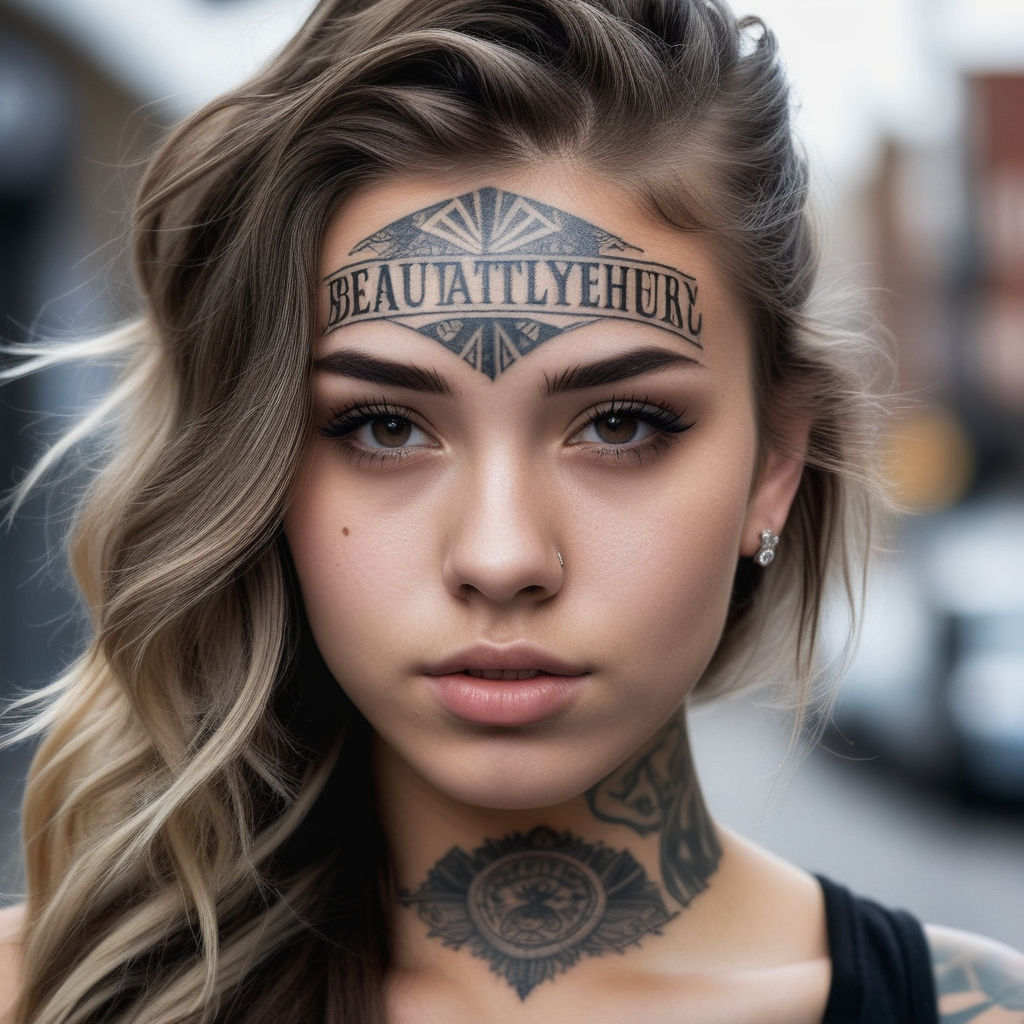 Download A Woman With Tattoos On Her Head | Wallpapers.com