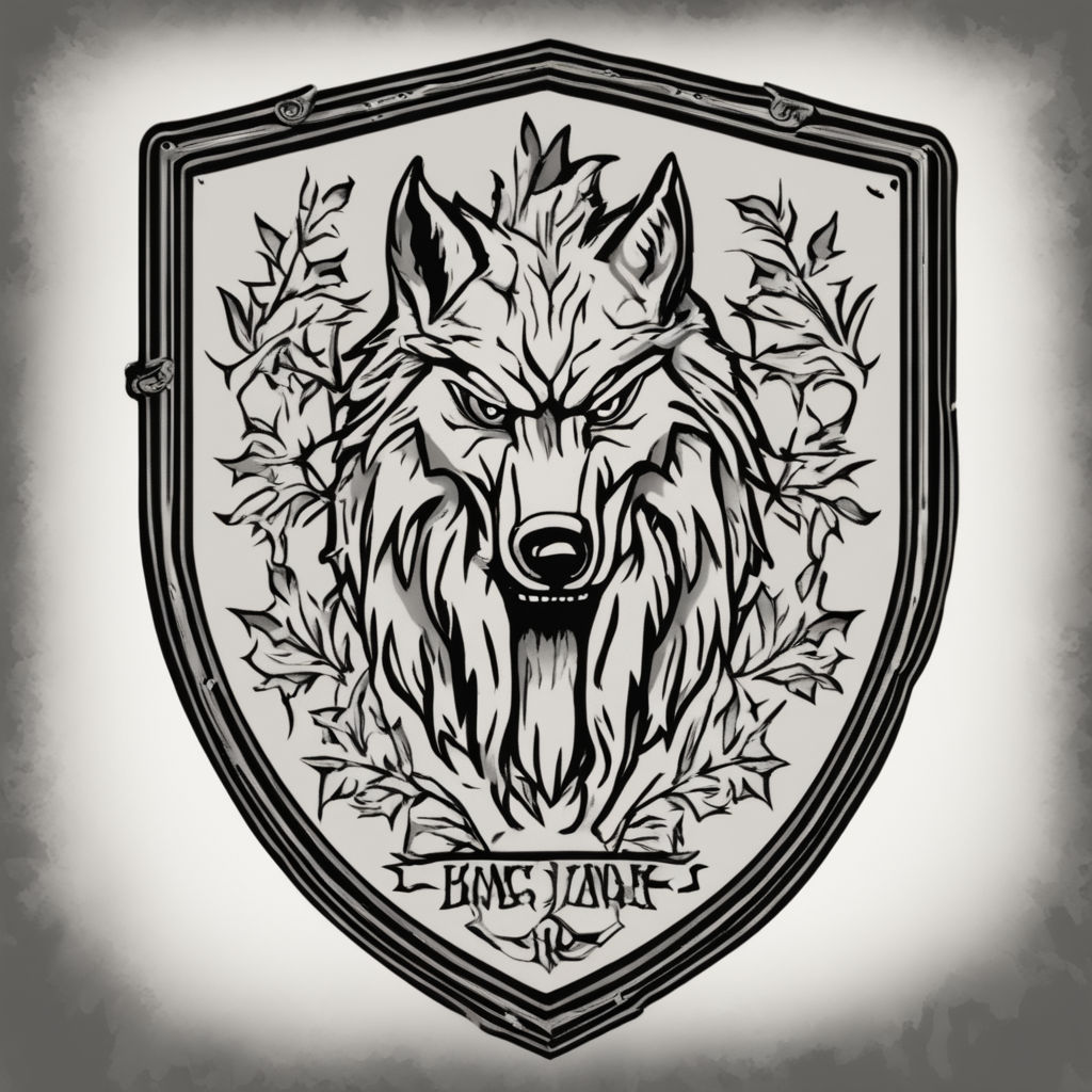 Detailed depiction of house stark's direwolf sigil on a shield