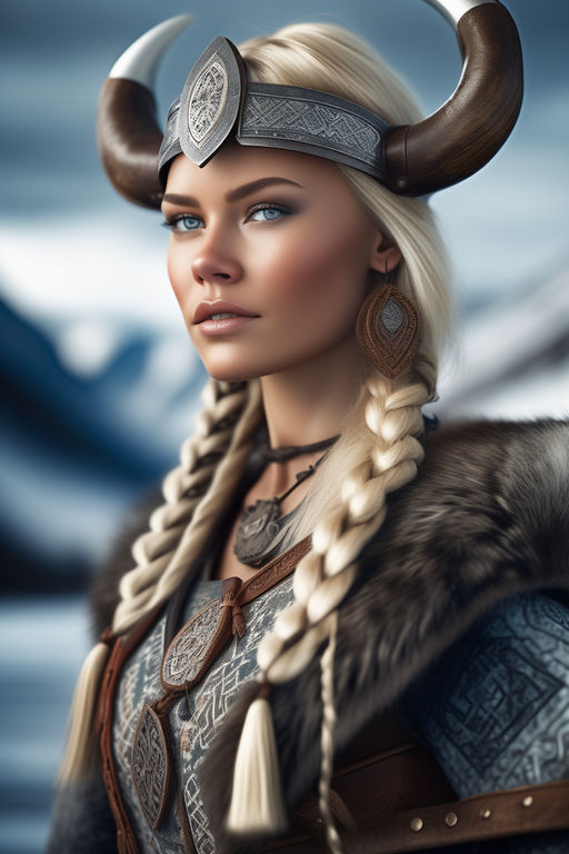 american shot!! of scandinavian top model blonde Valkyrie Goddess