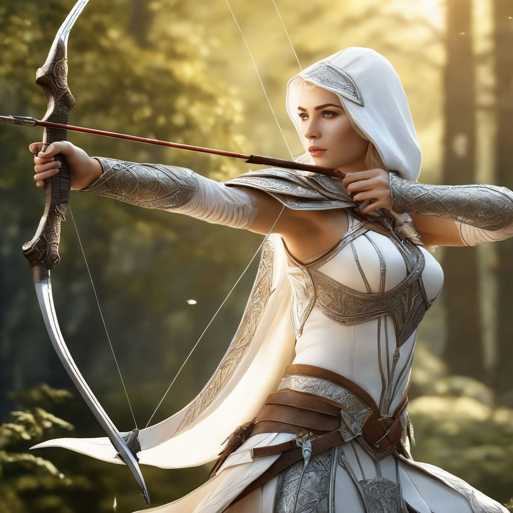 female archer drawing
