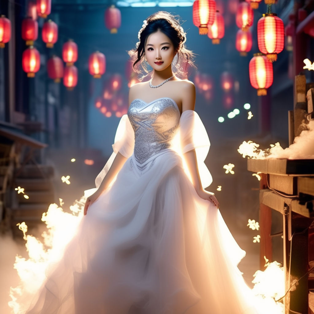 noxious-raven0: an Asian woman wearing an white see-through dress