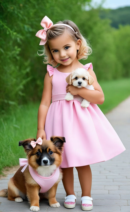 Little Girl Wearing Pink Dress