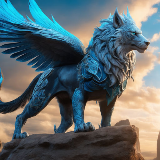 blue wolf with wings