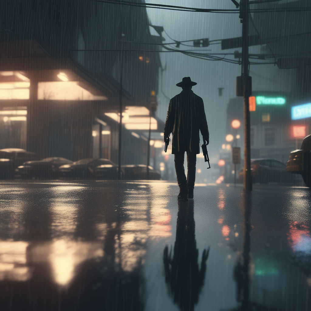 prompthunt: a cyberpunk street scene with neon lights, raining, cinematic,  atmospheric lighting, 4k uhd wallpaper, digital art trending on artstation