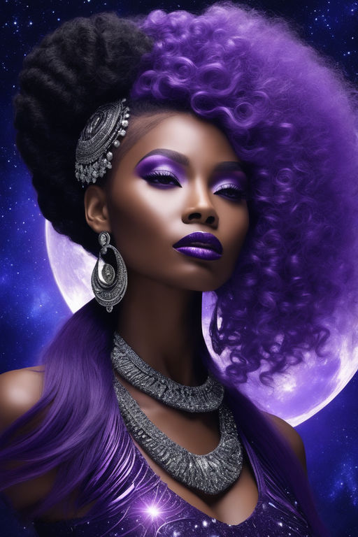 purple hair on dark skin