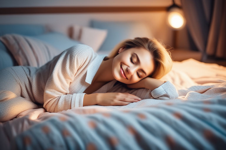 sleeping figure of woman in big bed at night" - Playground AI